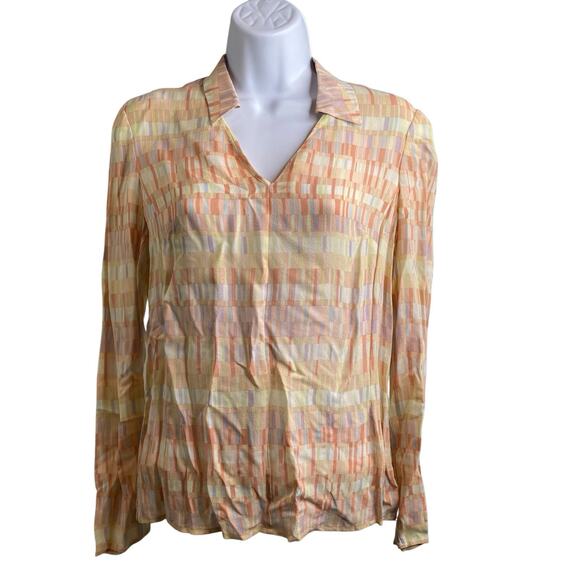 Vintage EPISODE 100% Silk Pink Yellow Orange Blouse Size 6 Career‎ Y2K 90’s Work - Picture 1 of 10